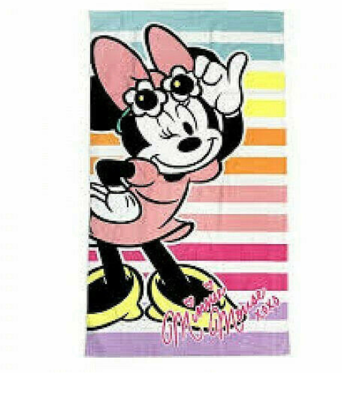 Disney Store Minnie Mouse Beach Pool Towel Rainbow